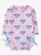 Baby Girls Pink Patriotic Gingham One Piece Rash Guard
