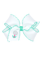 Country Club Embroidered Moonstitch Grosgrain Bows
