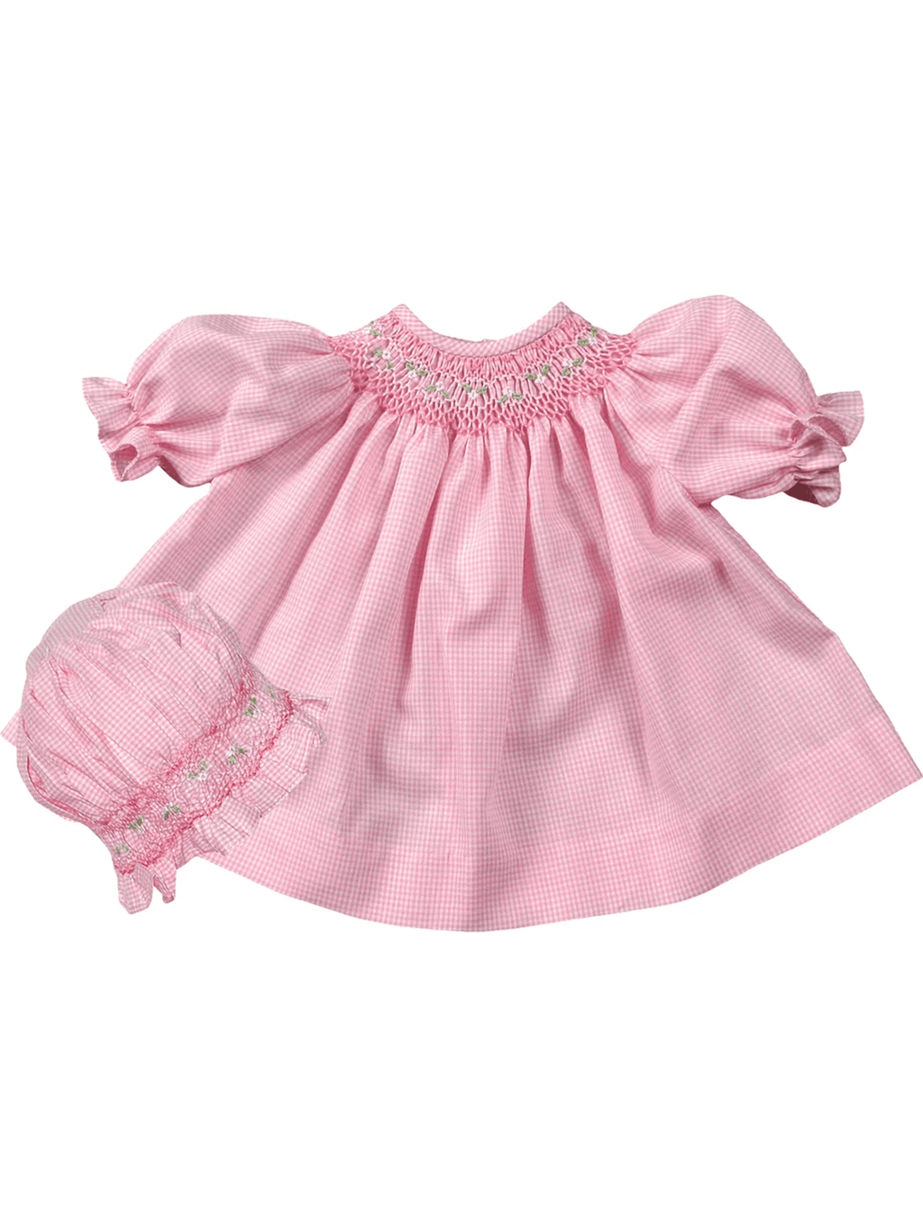 10" Doll Bishop w/opt Bonnet - Pink Gingham