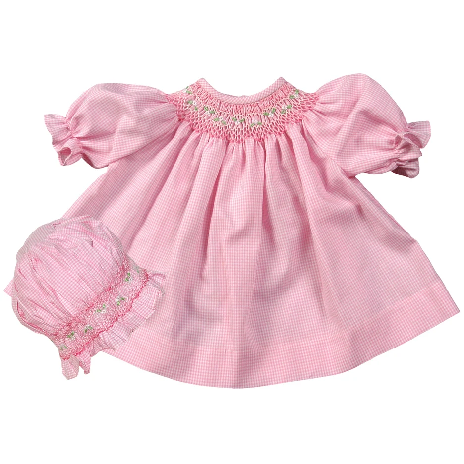 10" Doll Bishop w/opt Bonnet - Pink Gingham