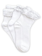 Smooth Toe Eyelet Lace/Ripple/Bubble Quarter Ankle Socks 3 Pair Pack