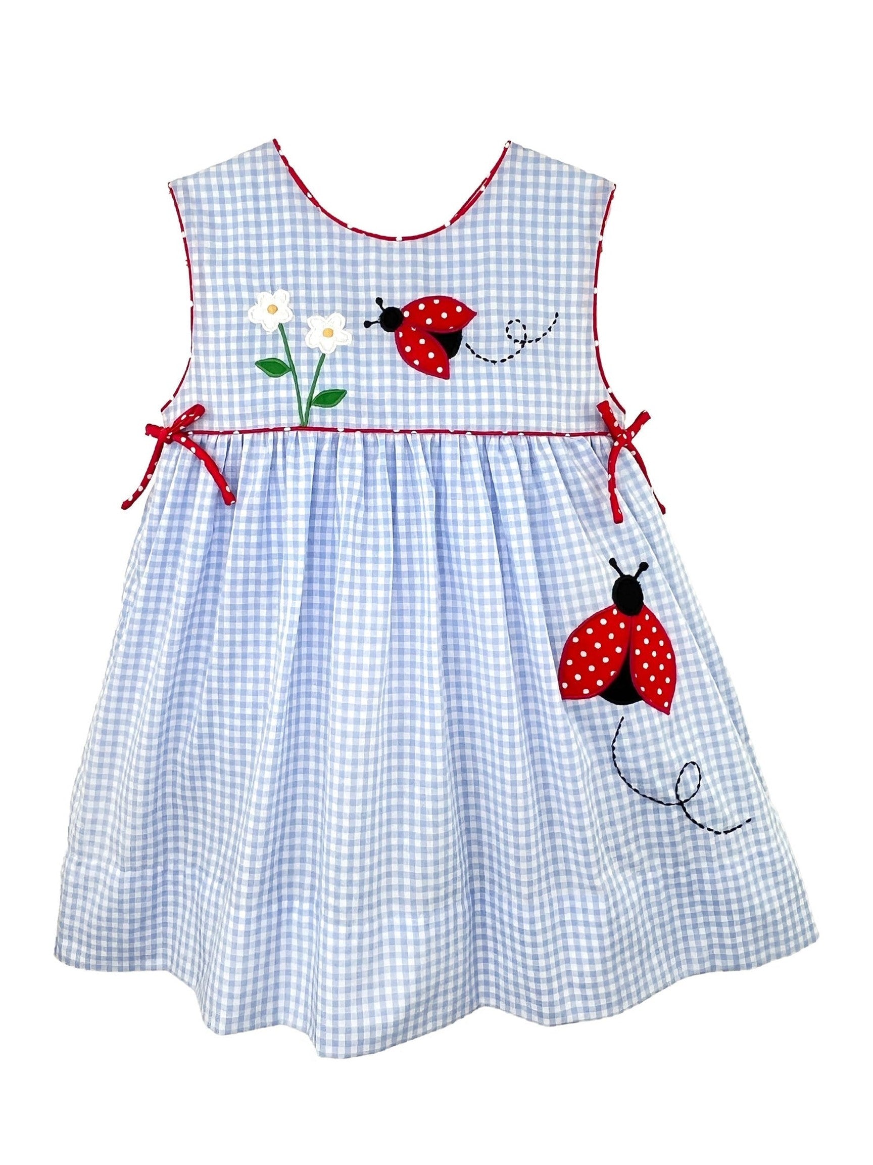 Blue Check Ladybug Dress