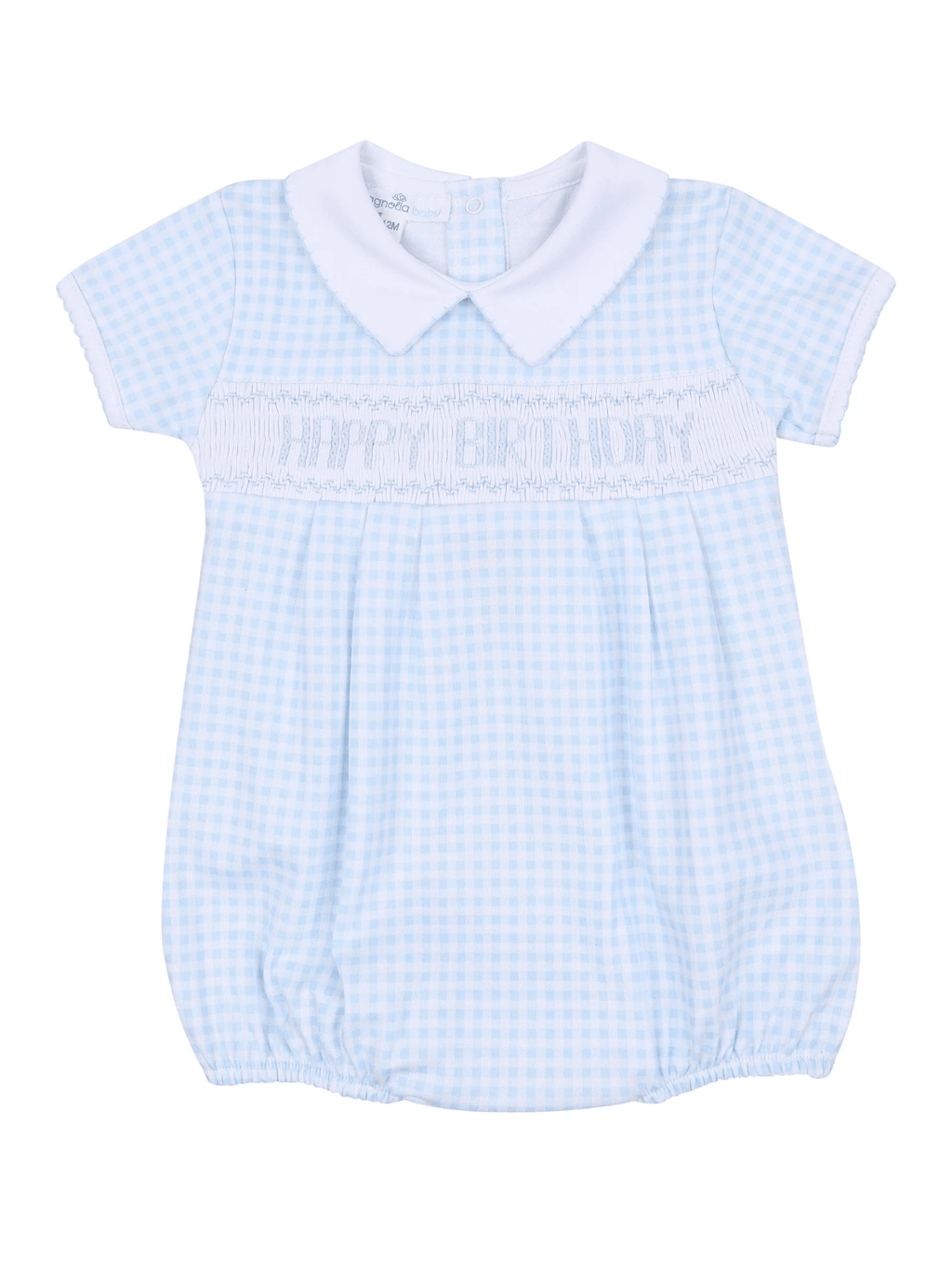 Birthday Classics Smocked Short Sleeve Bubble - Light Blue