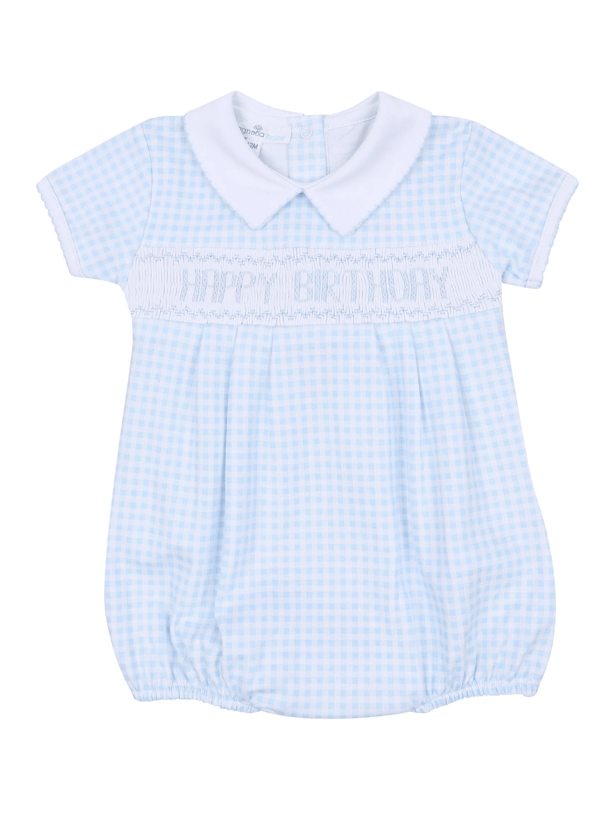 Birthday Classics Smocked Short Sleeve Bubble - Light Blue