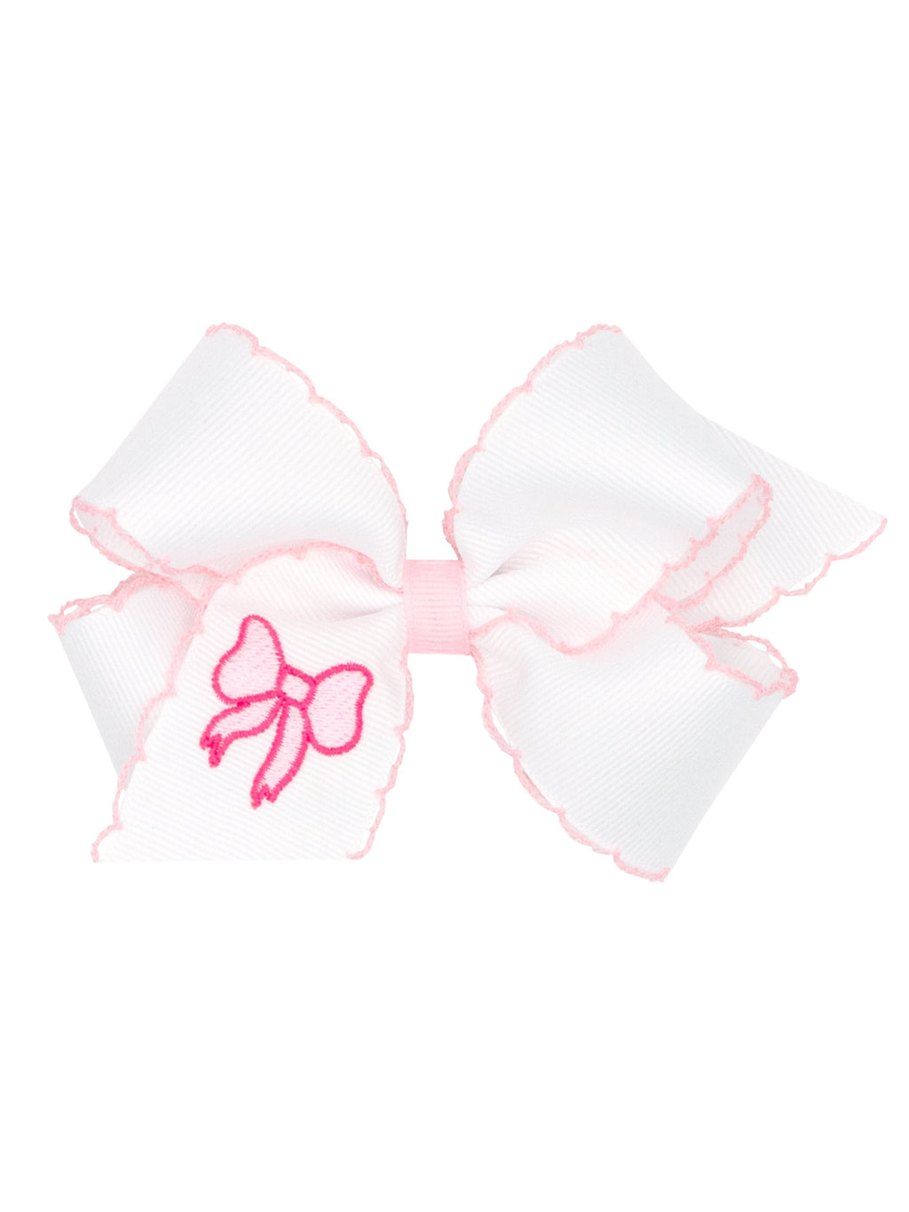Moonstitch Embroidered Grosgrain Bow - Posh Tots Children's Boutique