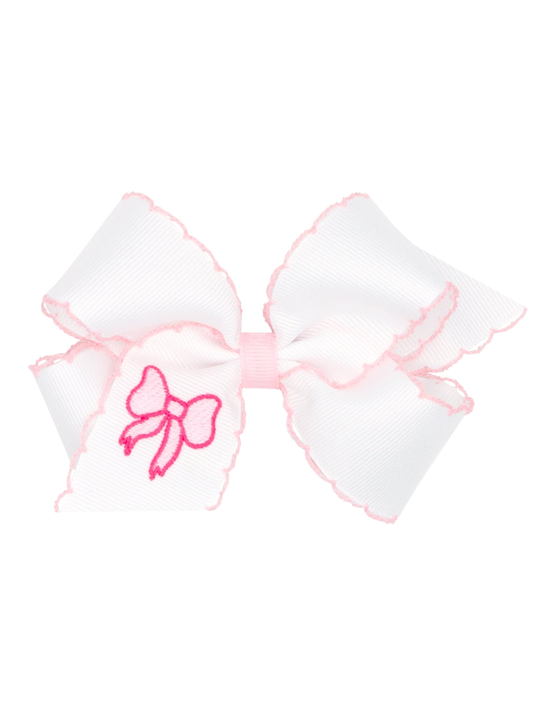 Moonstitch Embroidered Grosgrain Bow - Posh Tots Children's Boutique