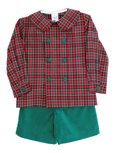 Clover Cord with Frasier Plaid Dressy Short Set - Posh Tots Children's Boutique