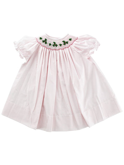 Smocked Holly on Pink Dress
