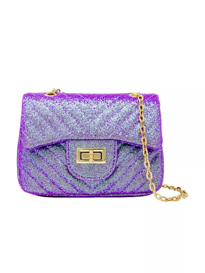 Classic Glitter Wave Handbag - Purple