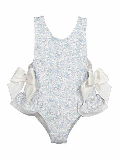 Blue Ditsy Floral Ruffle Swimsuit