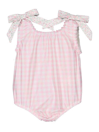 Pink Ditsy Floral Gingham Swimsuit