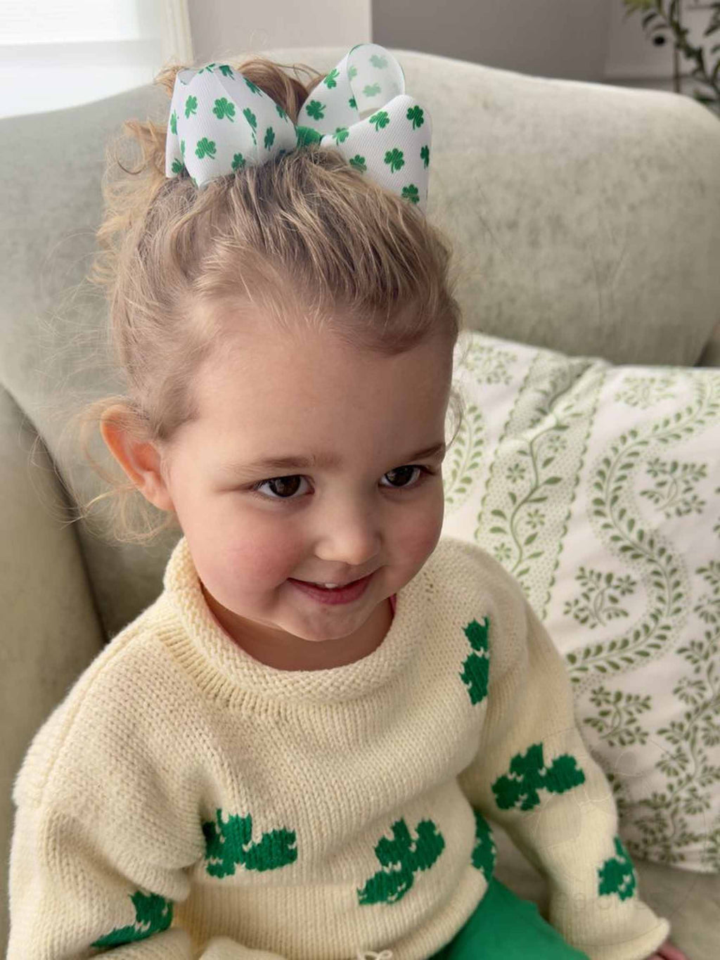 Shamrock Print Grosgrain Bow