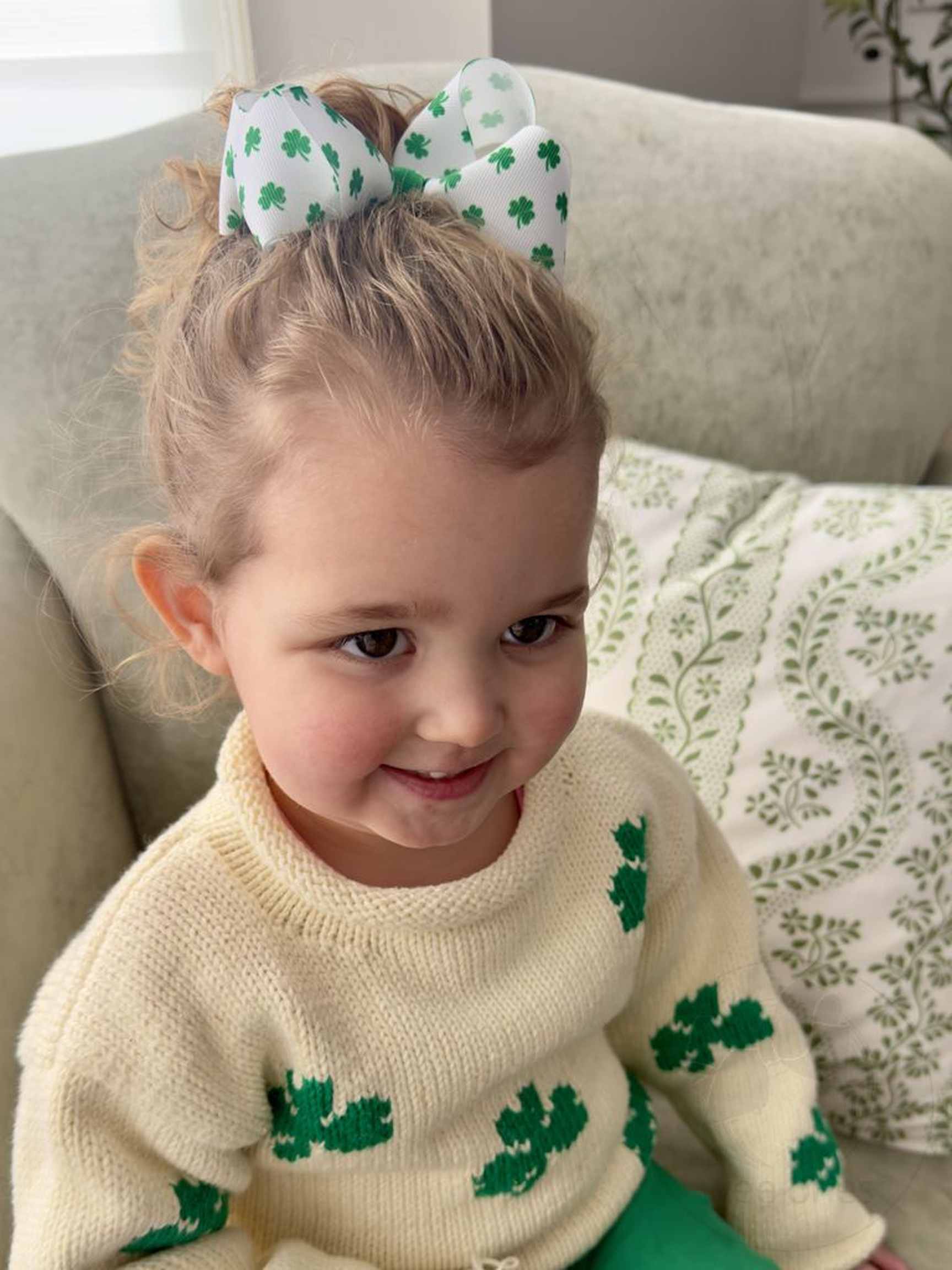 Shamrock Print Grosgrain Bow