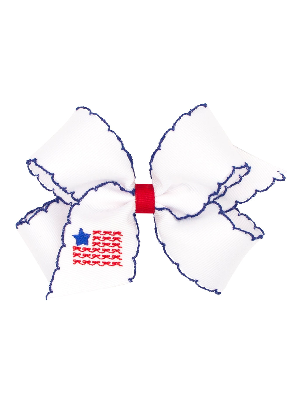 Patriotic Embroidered Moonstitch Bow