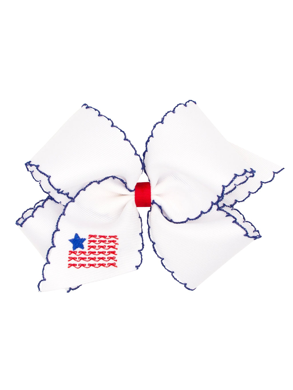 Patriotic Embroidered Moonstitch Bow