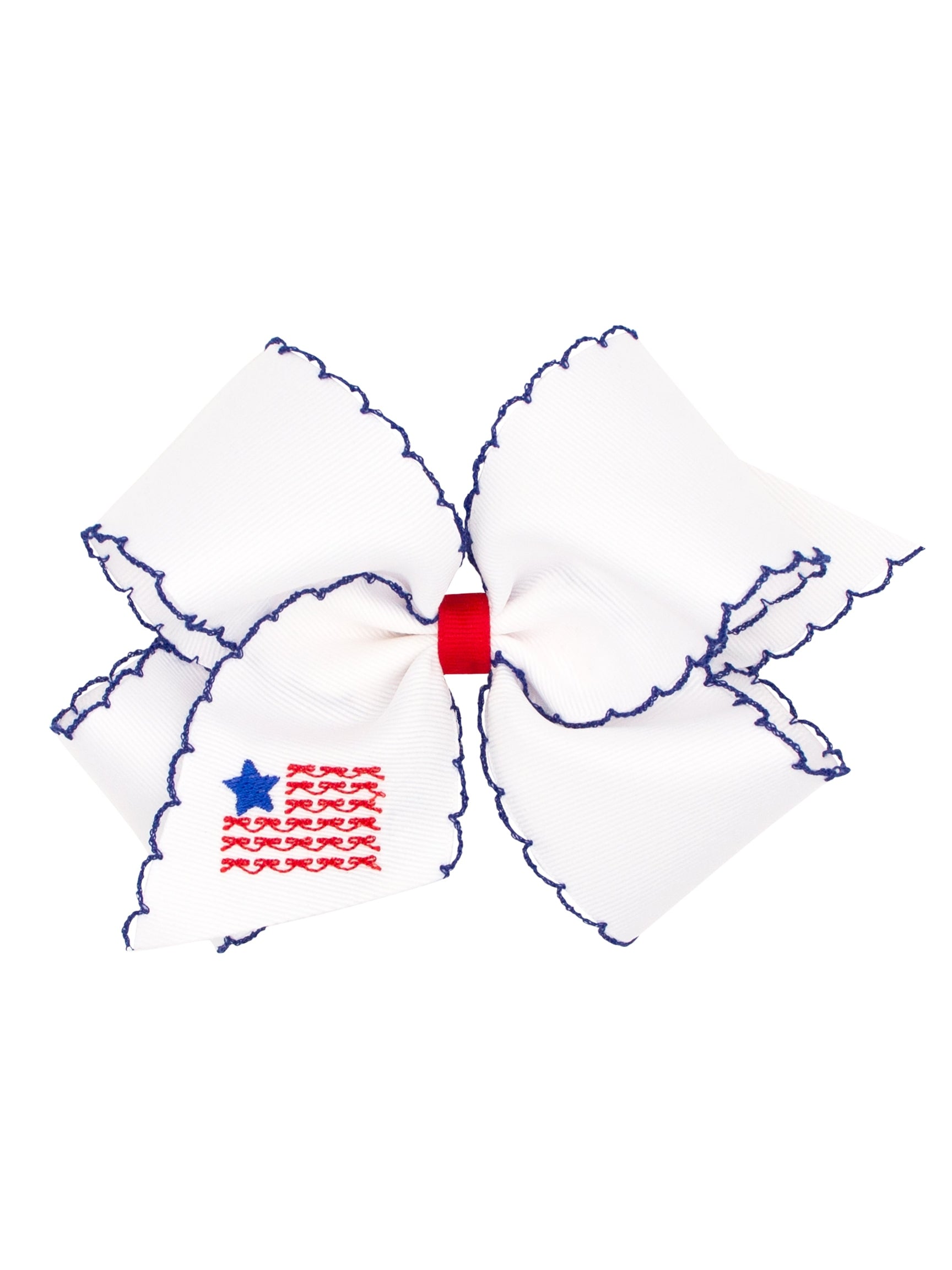 Patriotic Embroidered Moonstitch Bow