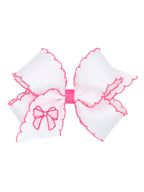 Moonstitch Embroidered Grosgrain Bow - Posh Tots Children's Boutique