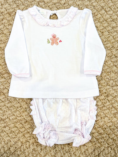 Frosted Wonderland Collared Ruffle Long Sleeve Diaper Cover Set - Pink