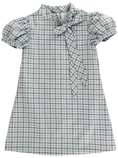 PRE-ORDER Tia Tie Dress - Pigeon Plaid
