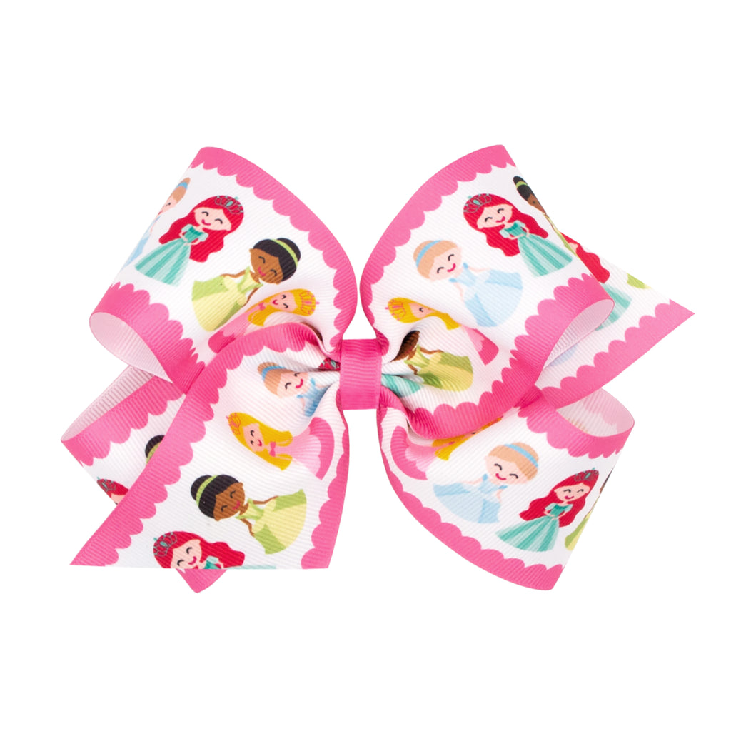 Princess Print Grosgrain Hair Bow