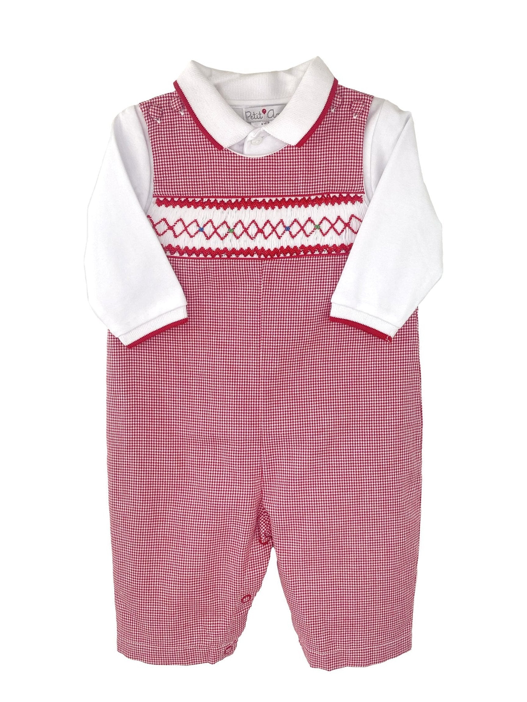 Red Longall w/Geometric Smocking