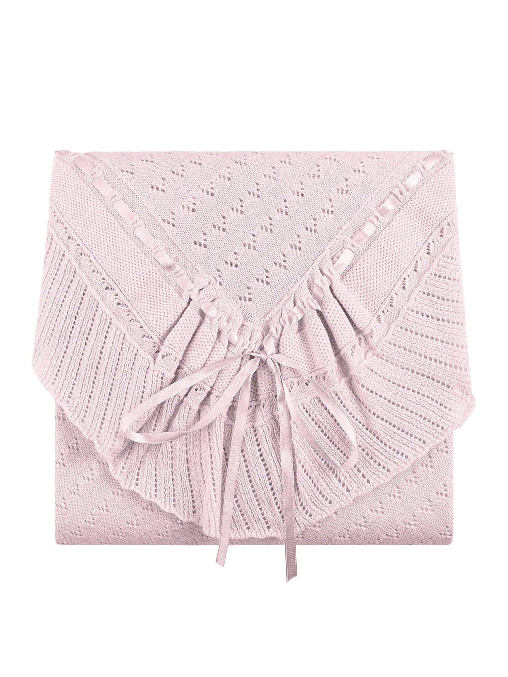 Pointelle Knit Ruffle Blanket