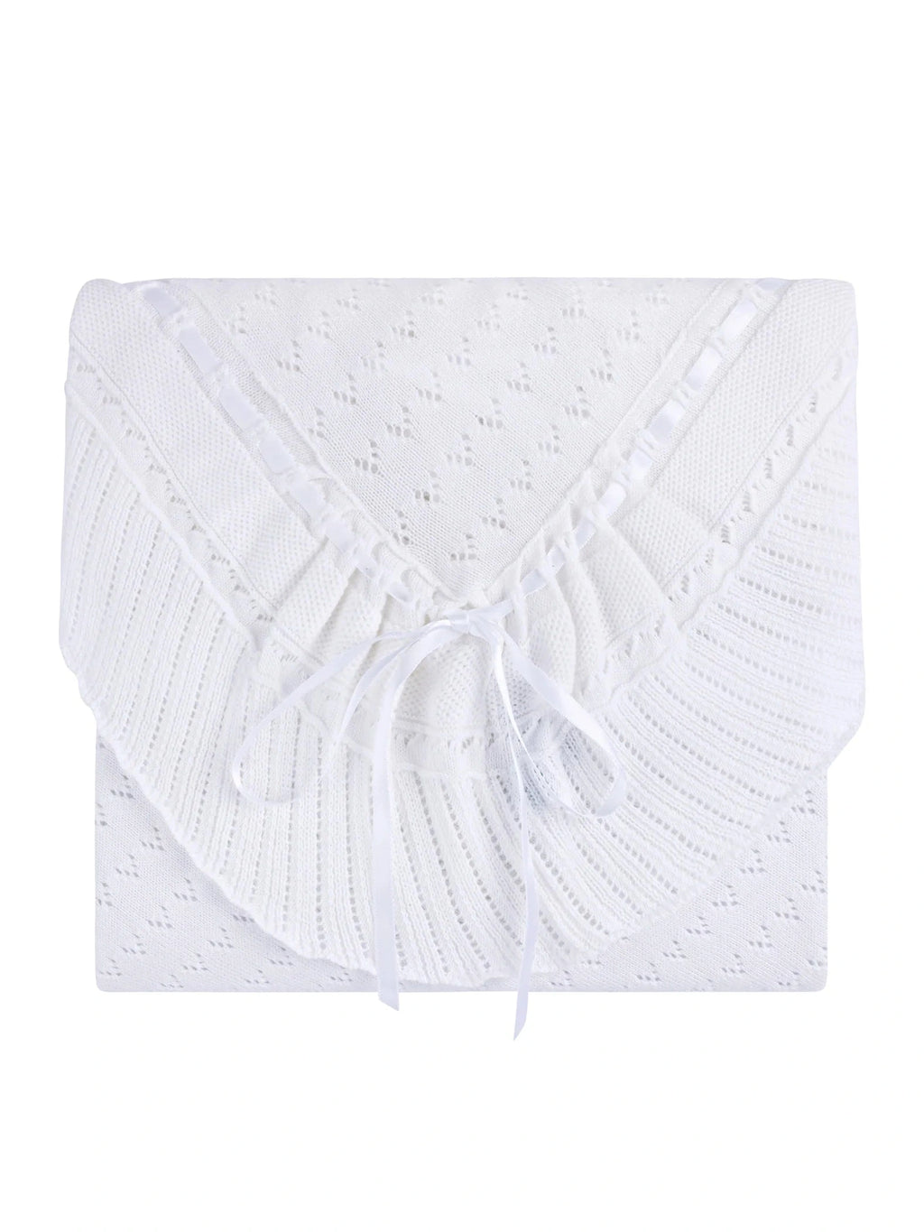 Pointelle Knit Ruffle Blanket