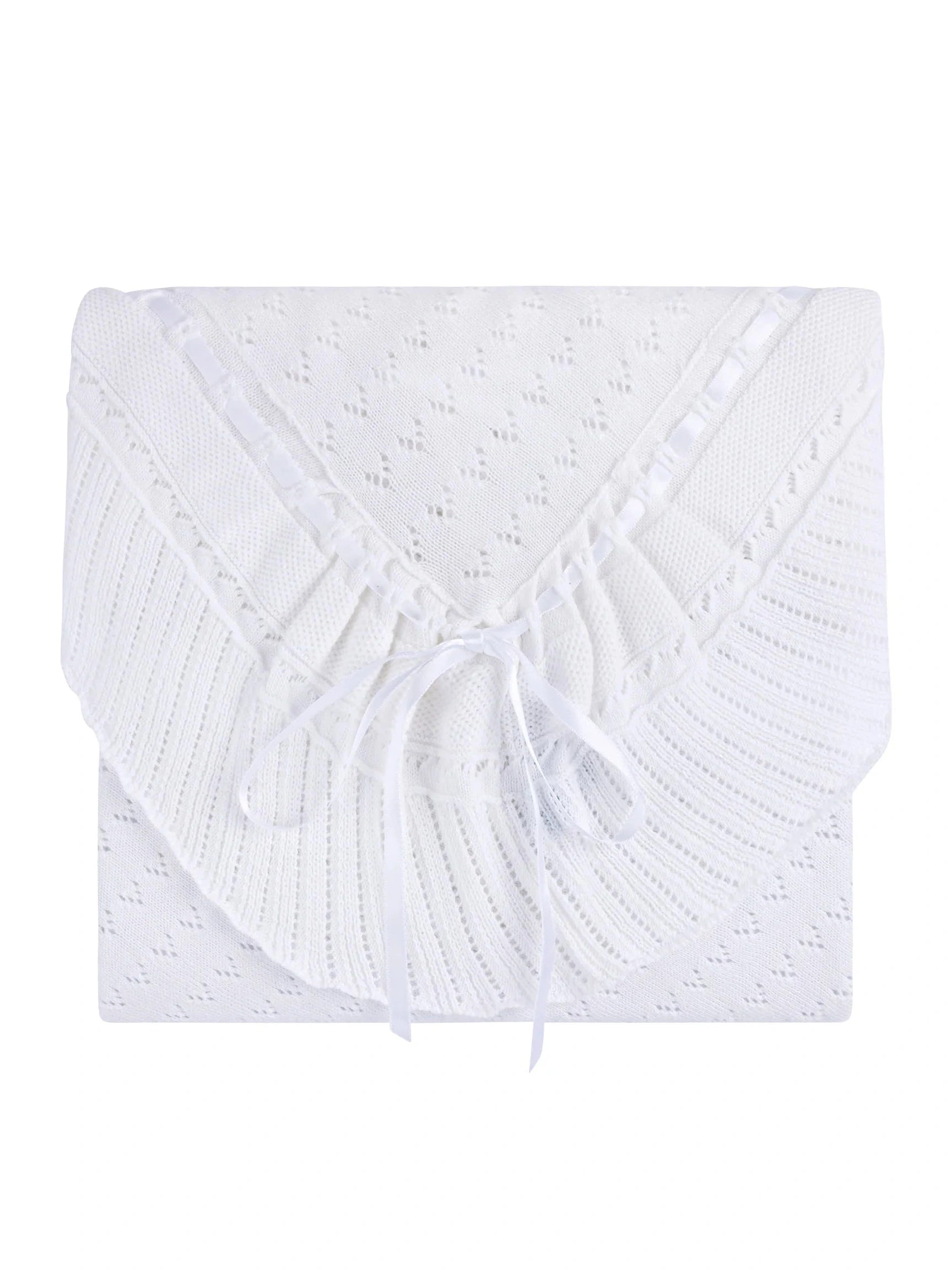 Pointelle Knit Ruffle Blanket