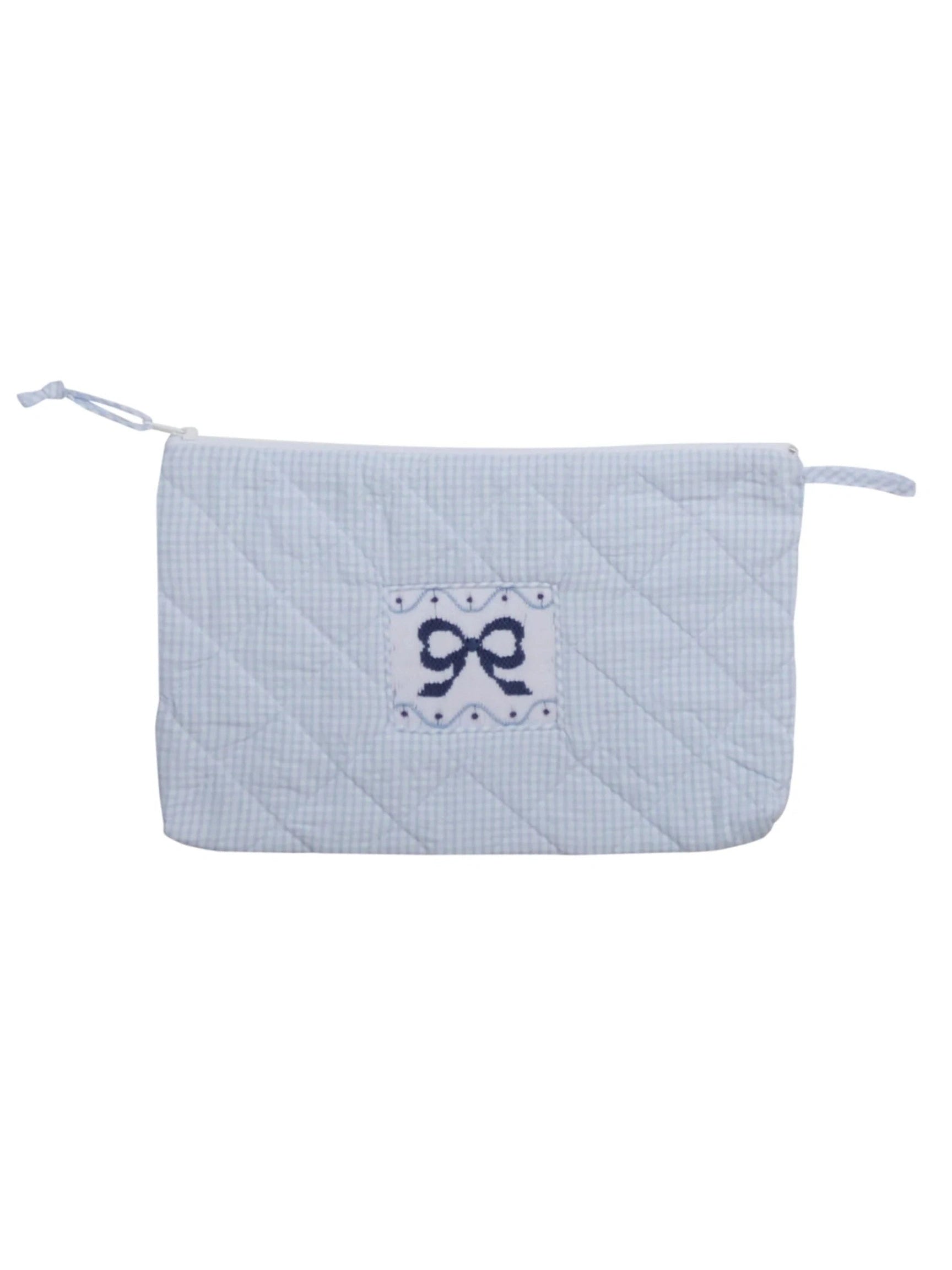 Quilted Luggage - Blue Bow