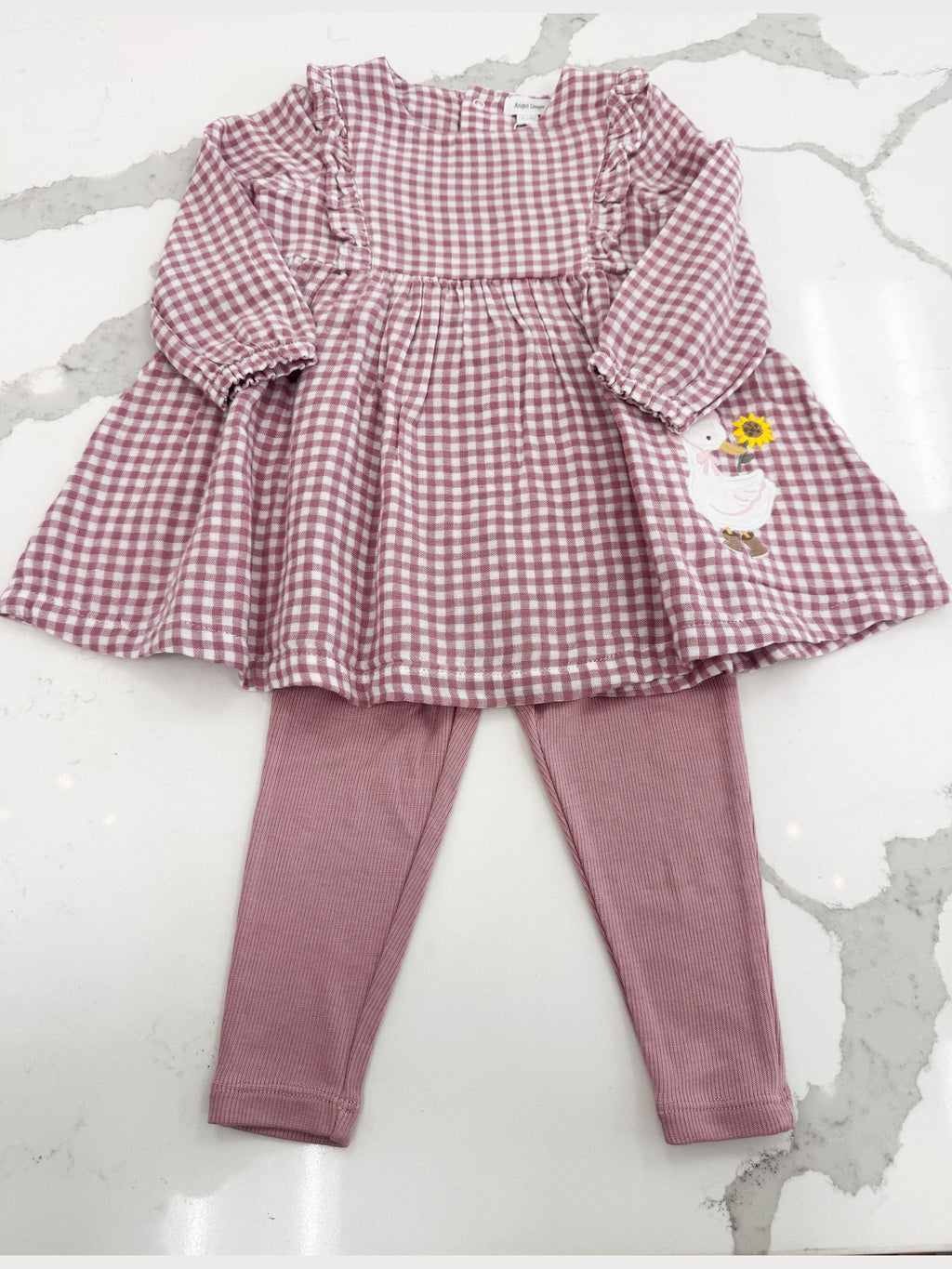 Berry Gingham - Long Sleeve Ruffle Dress and Legging