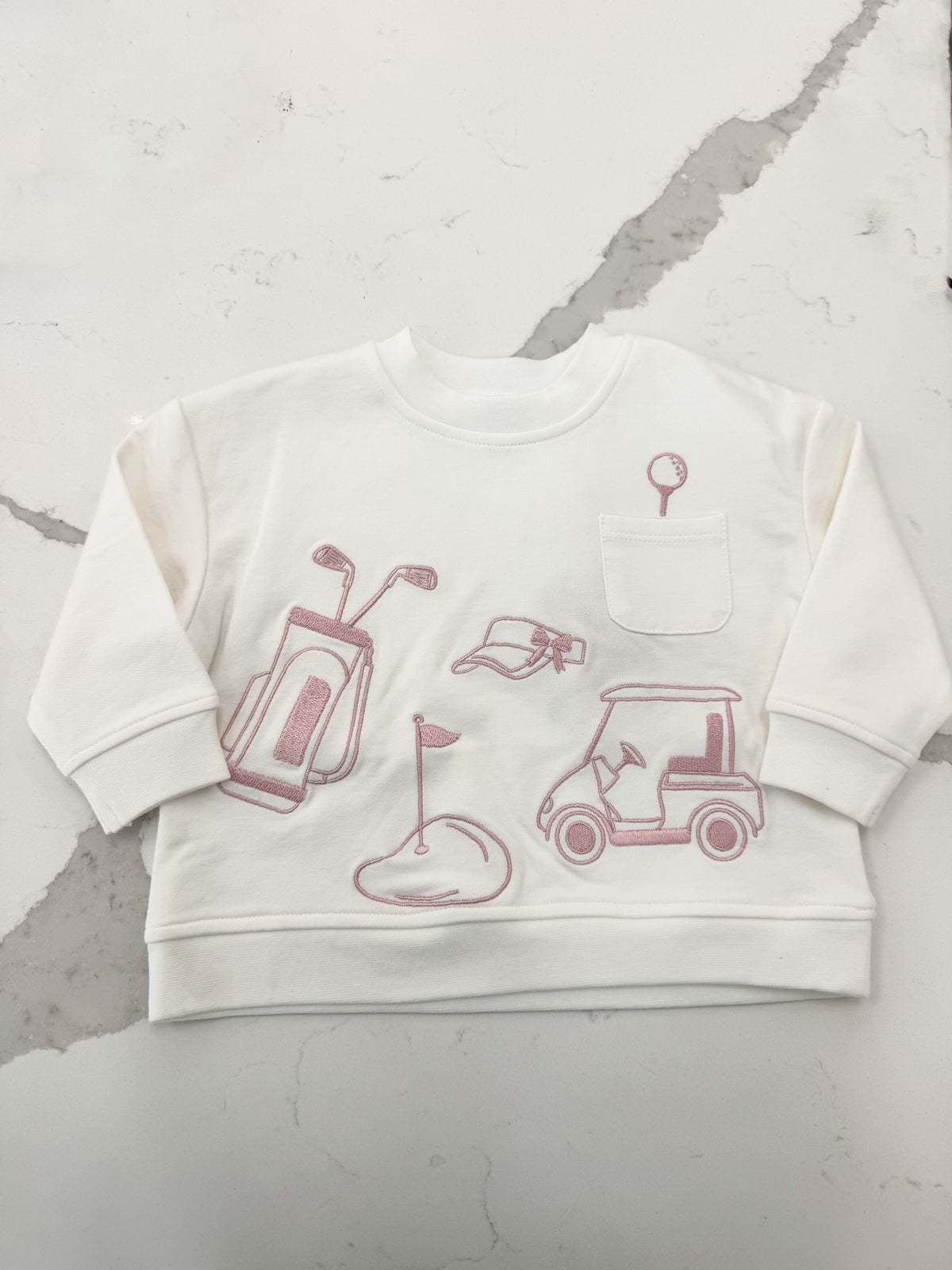 Golf - Drop Sleeve Sweatshirt White and Pink