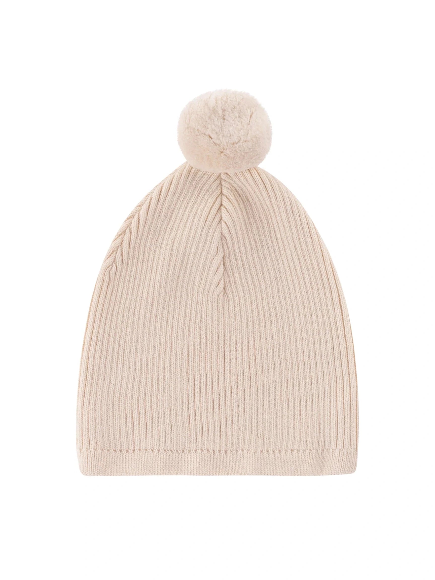 Rib Knit Pom Pom Beanie