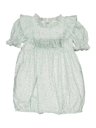 PRE-ORDER Nine Smocked Romper - Green Toile De Juoy