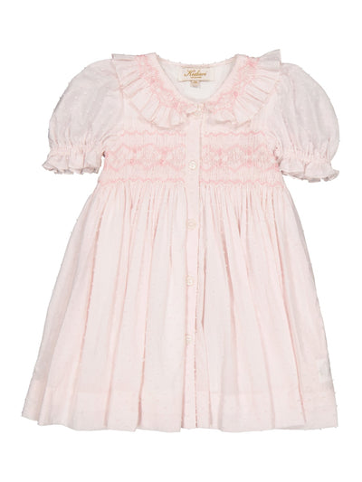 PRE-ORDER Adeline Smocked Dress - Pink Plumetis