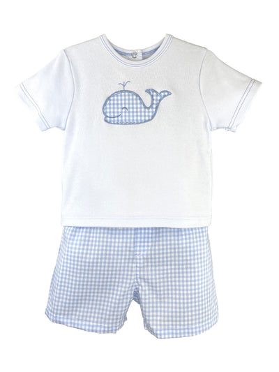 Whale Applique Boy Shorts Set