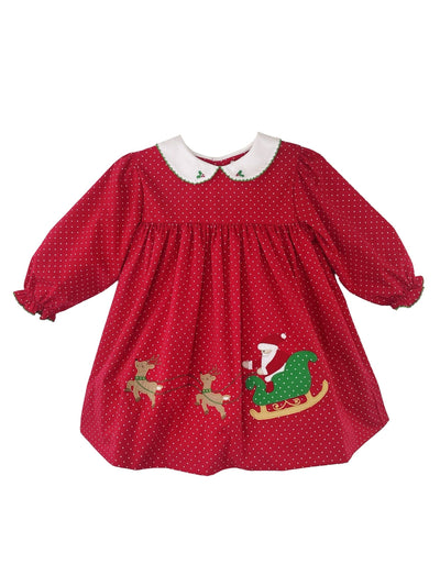 Holiday Dress with Reindeer Applique