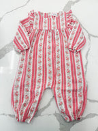 Suzie Floral Stripe - Ruffle Sleeve Romper