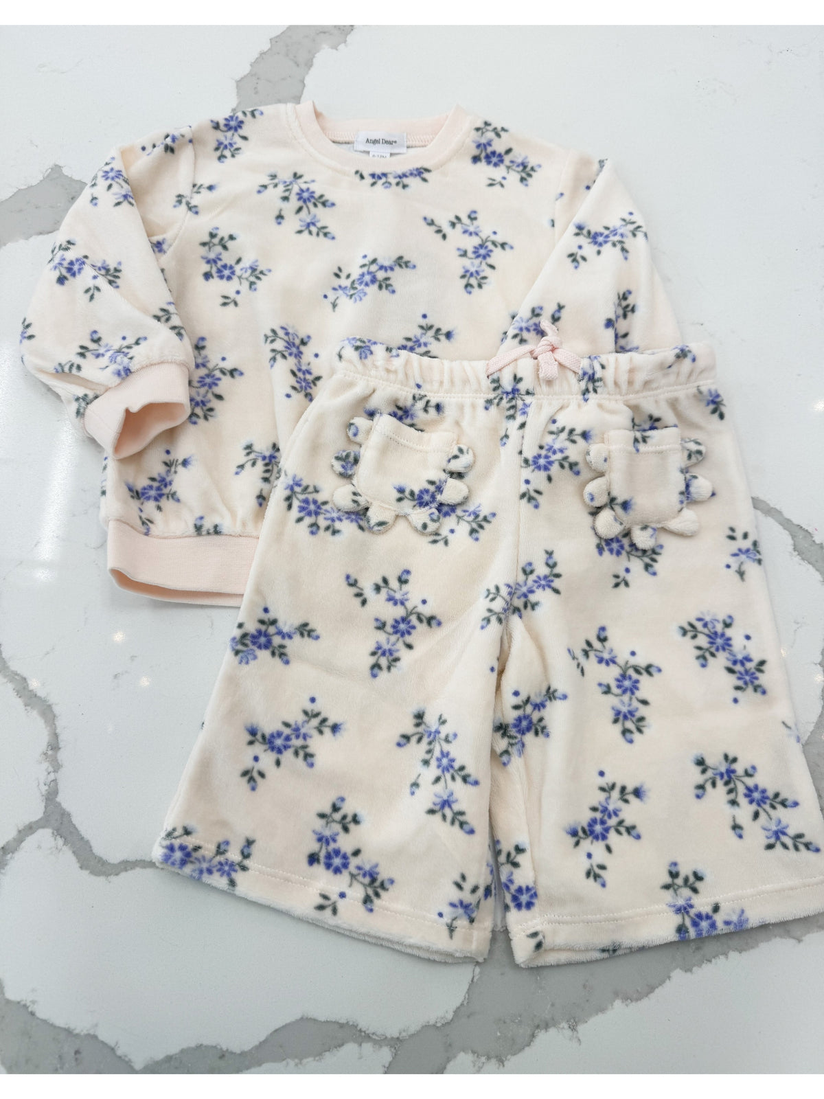 Sweet Hanna Floral Velour - Oversized Sweatshirt and Wide Leg Pant
