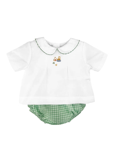 Fall Construction Embroidered Diaper Set