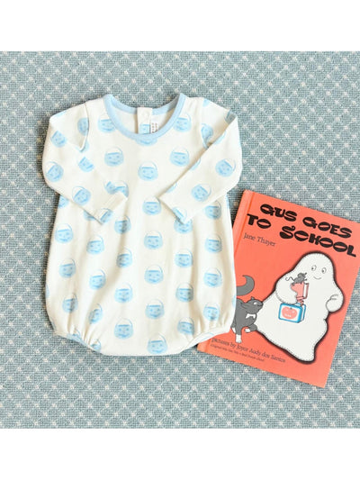 Long Sleeve Patton Play Bubble- Vintage Prep Pumpkin Pails Blue