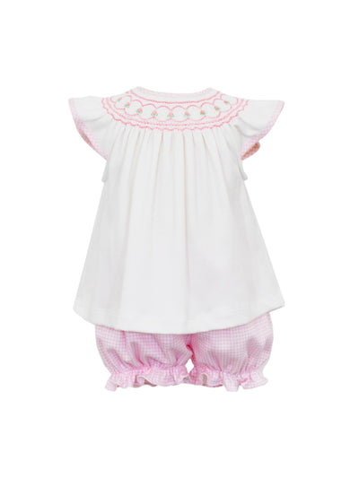 AMELIA Sleeveless Bishop Bloomer Set in Pink Gingham with a White Top
