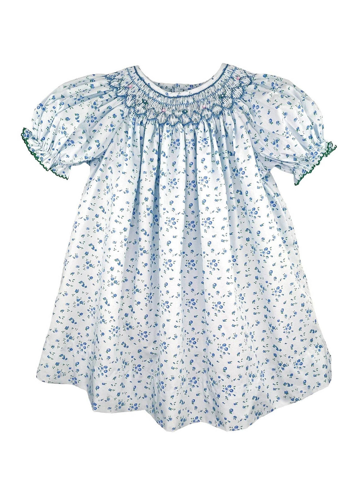 Blue Smocked Bishop Dress