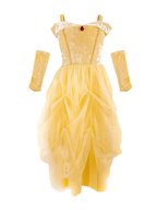 Velvety Soft Yellow Princess Gown with Arm Warmers