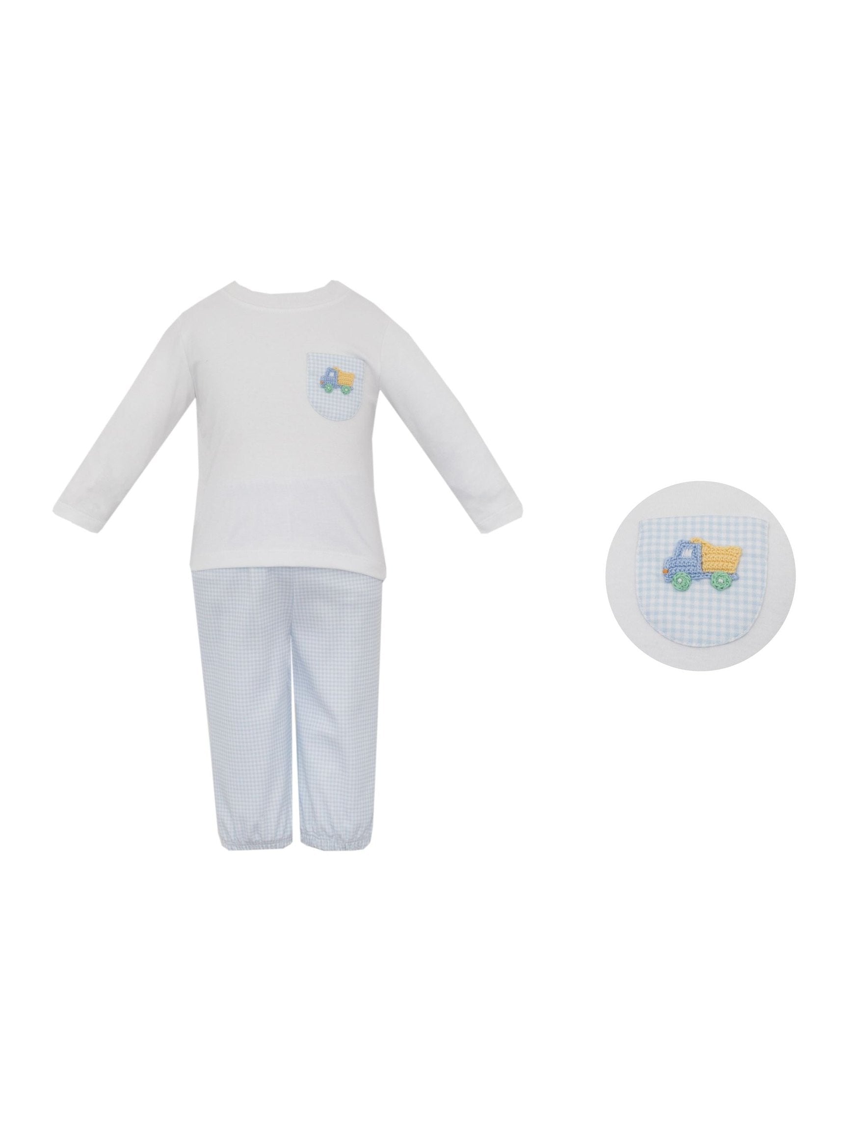 Dump Truck Knit Gingham Boy'S Pant Set