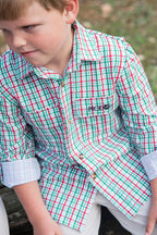 PRE-ORDER Founders Kids Fishing Shirt - Holiday Plaid