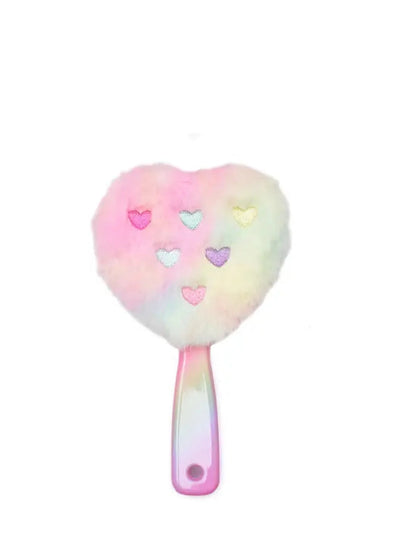 Heart Embroidered Plush Heart-Shaped Hairbrush