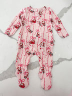 Bows & Santa - 2 Way Ruffle Back Zipper Footie