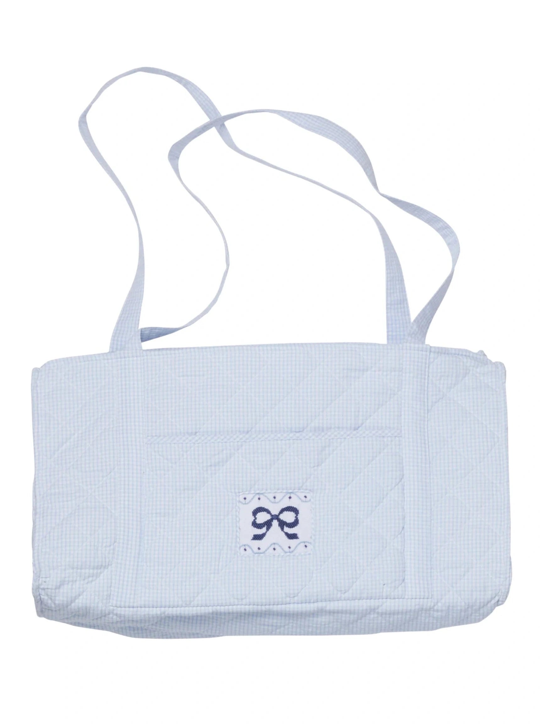 Quilted Luggage - Blue Bow
