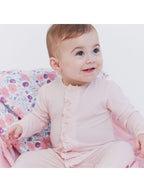 Pin Dot PInk Ruffle Modal Magnetic Footie