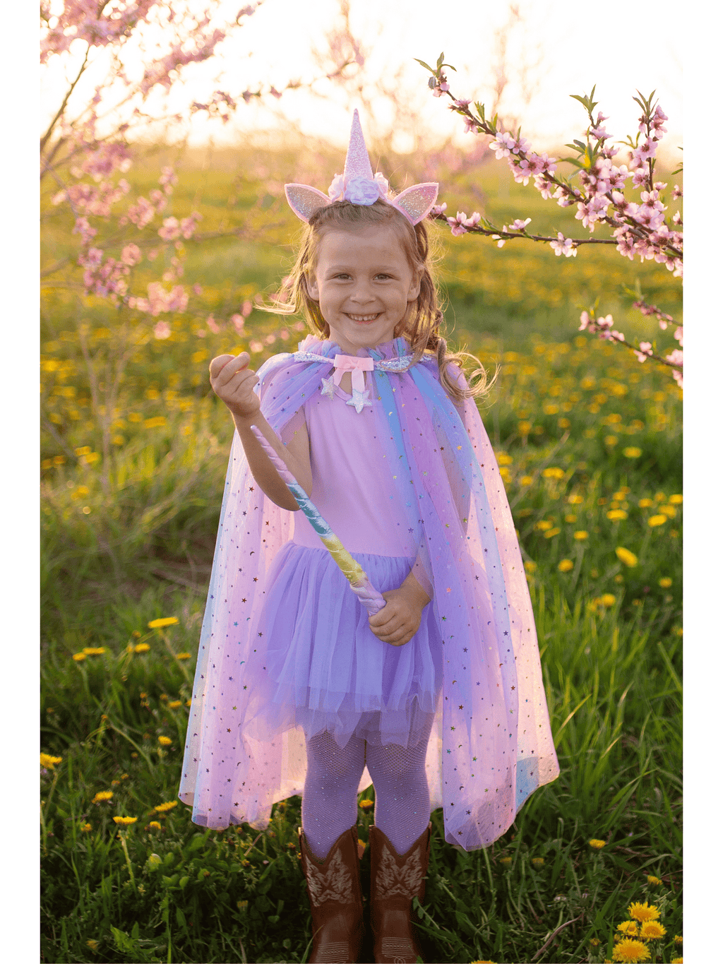 Rainbow Unicorn Cape & Headband - Posh Tots Children's Boutique